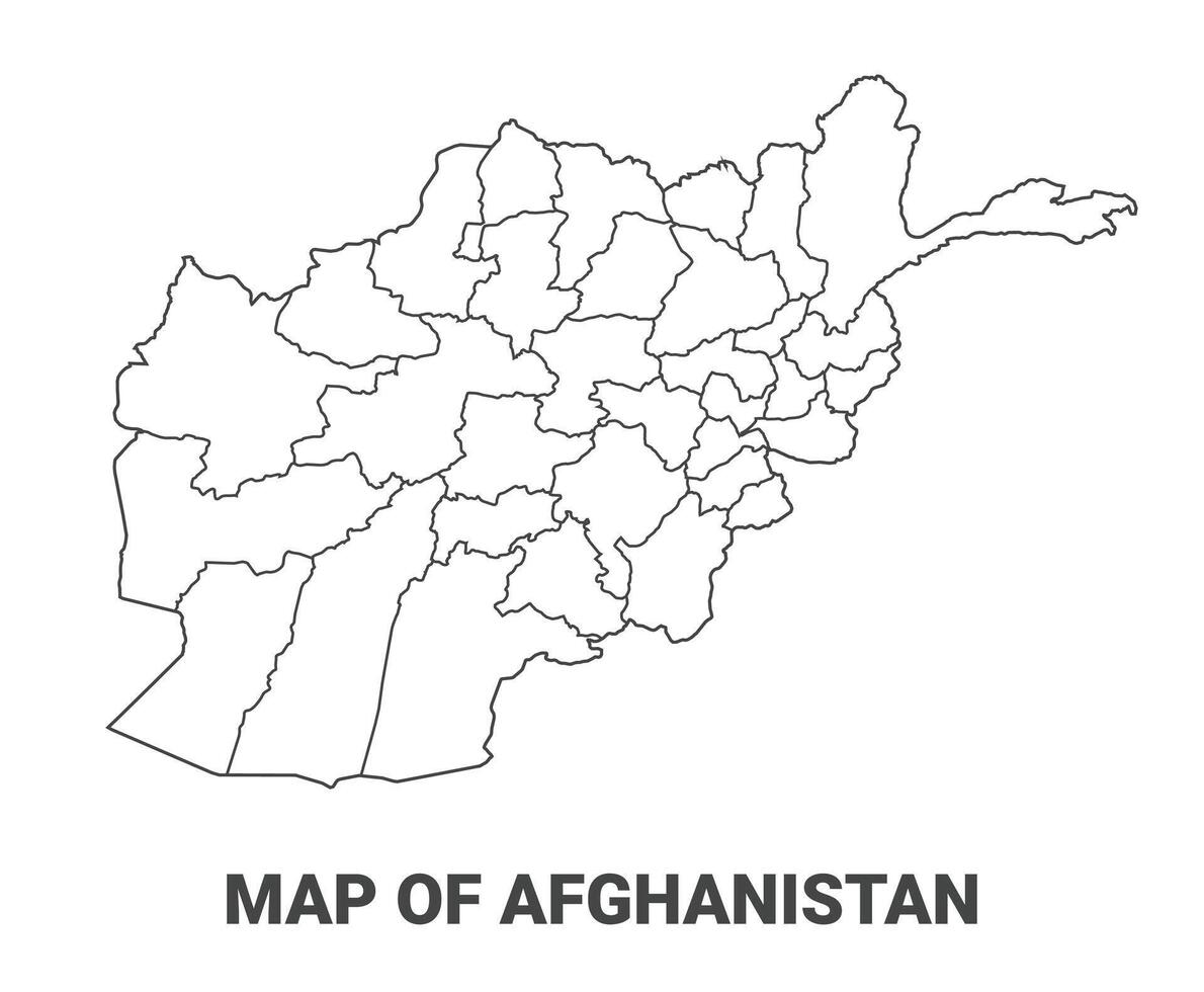 Outline Afghanistan Map With borders of region illustration vector