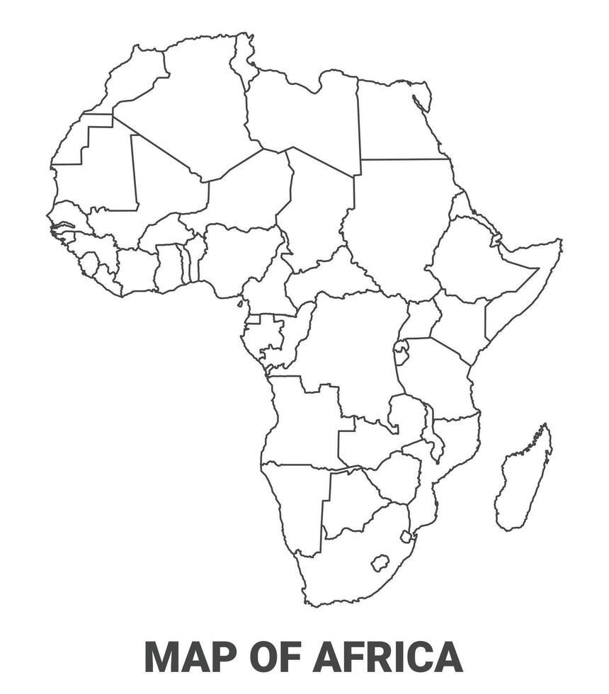 Outline Africa Map With borders of region illustration vector