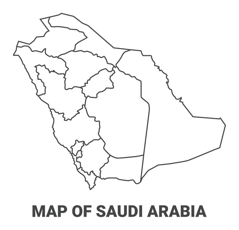 Outline Saudi Arabia Map With borders of region illustration vector