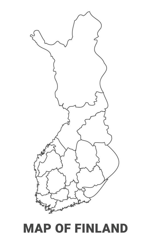 Outline Finland Map With borders of region illustration vector