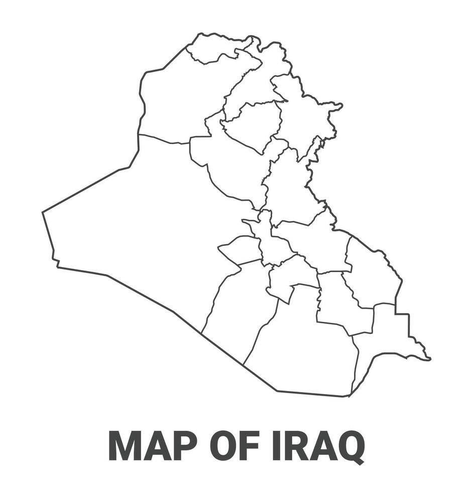 Outline Iraq Map With borders of region illustration vector