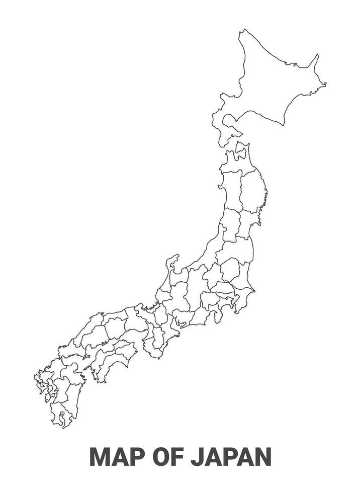Outline Japan Map With borders of region illustration vector