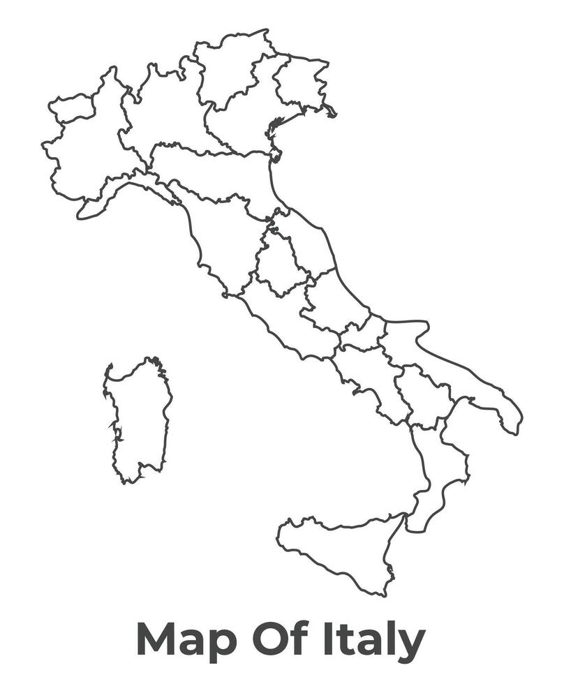 Outline Italy Map With borders of region illustration vector