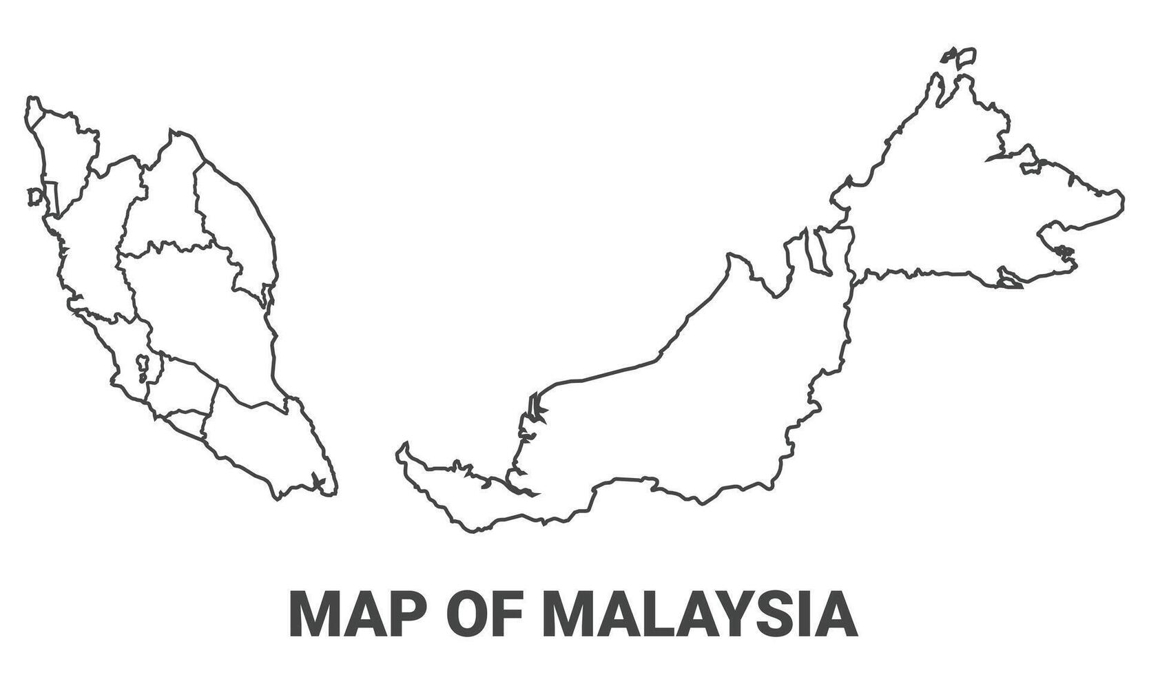 Outline Malaysia Map With borders of region illustration vector