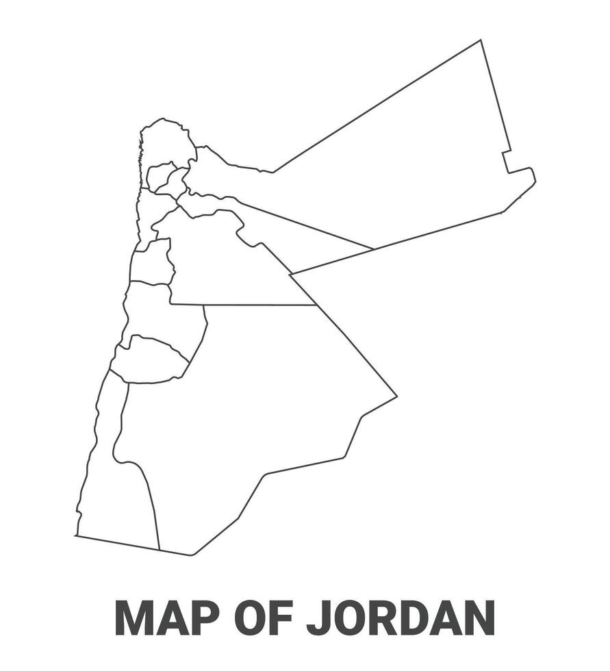 Outline Jordan Map With borders of region illustration vector