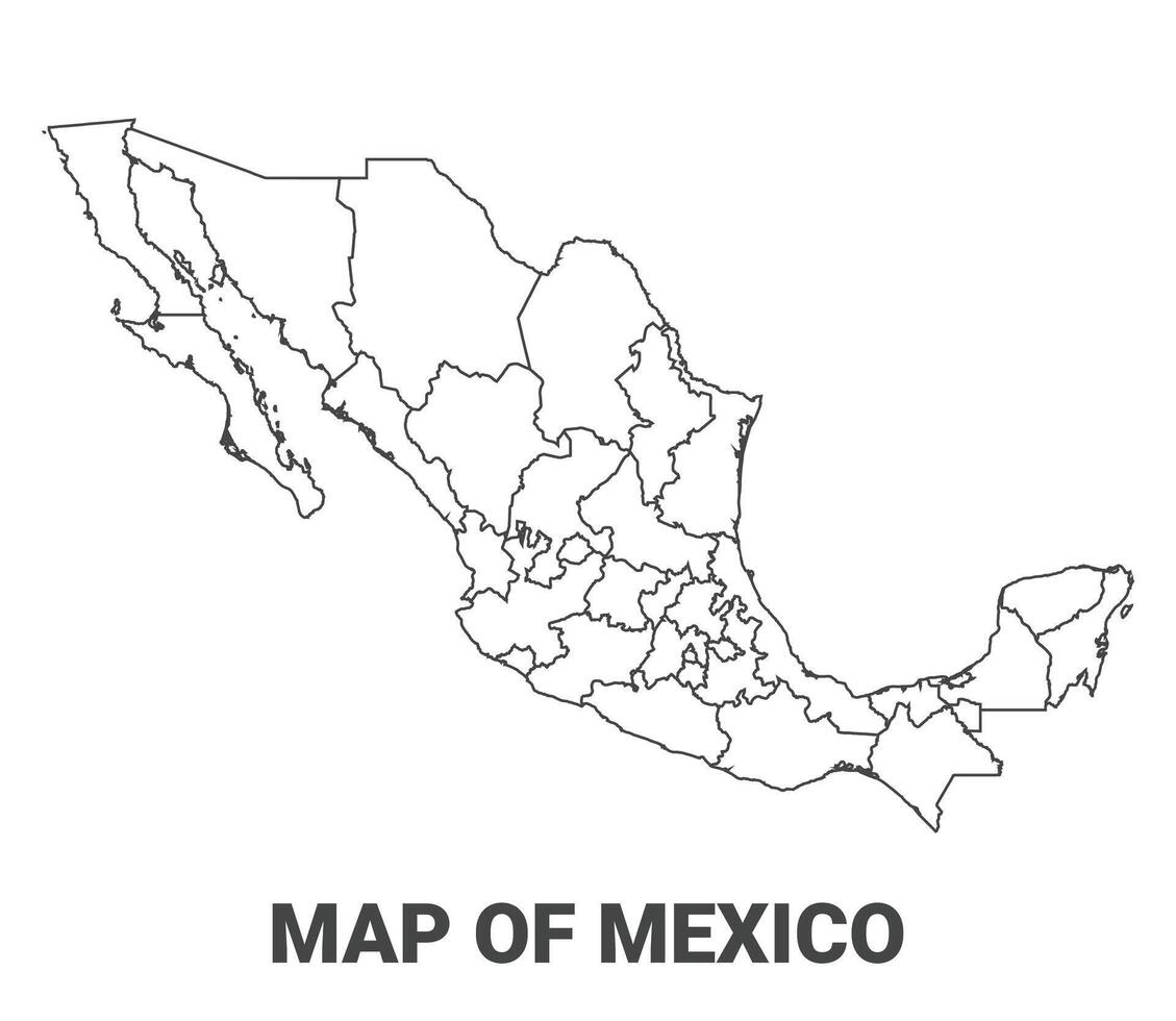 Outline Mexico Map With borders of region illustration vector