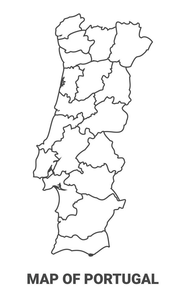Outline Portugal Map With borders of region illustration vector