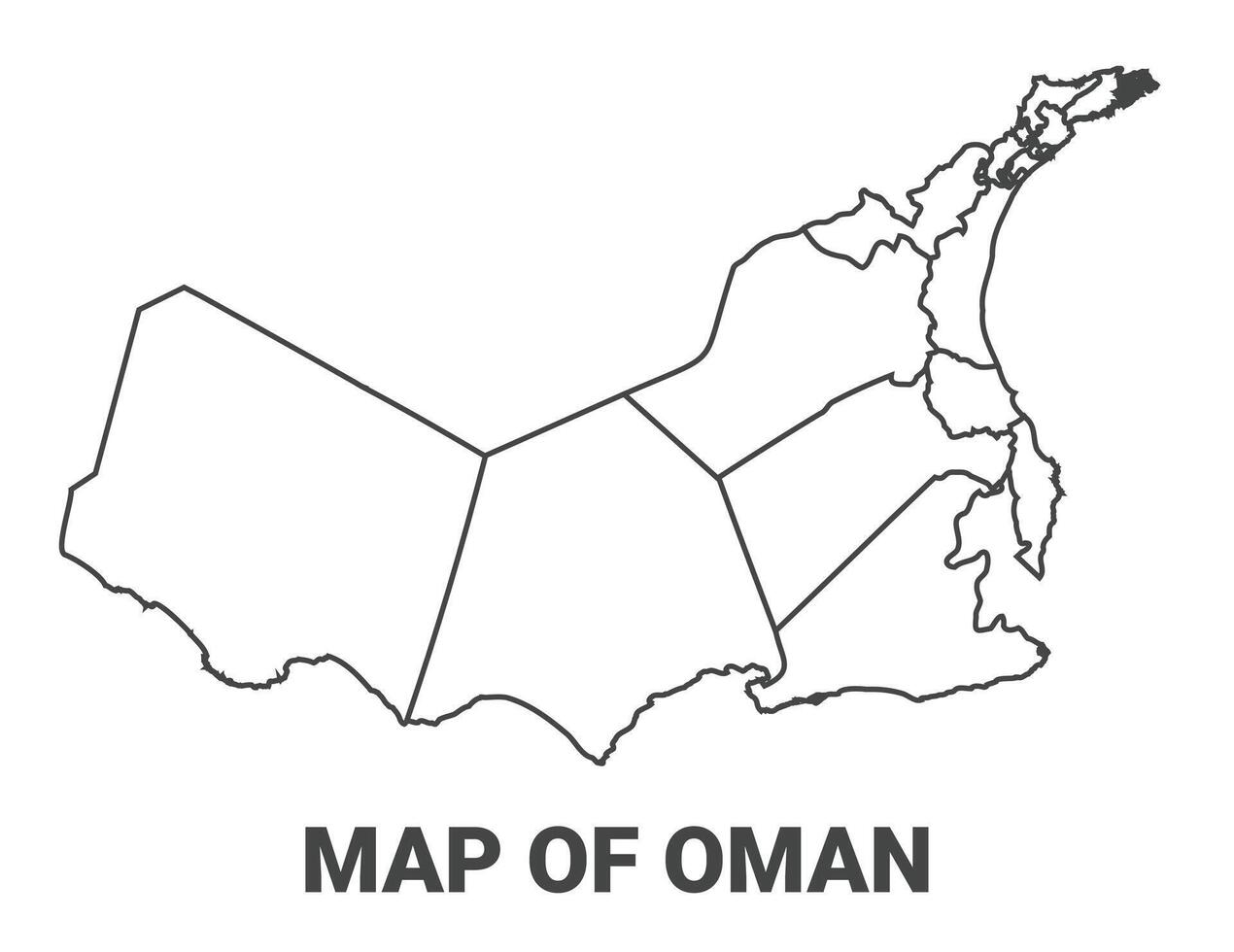 Outline Oman Map With borders of region illustration vector