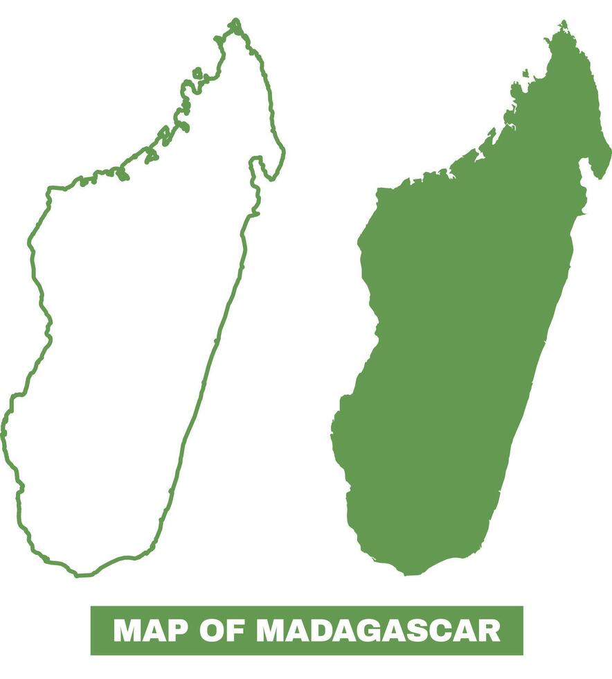 Simple Madagascar Outline flat map style illustration set vector