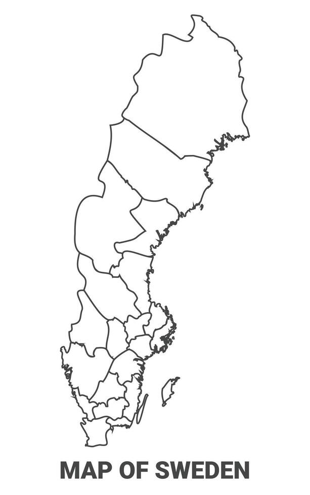 Outline Sweden Map With borders of region illustration vector