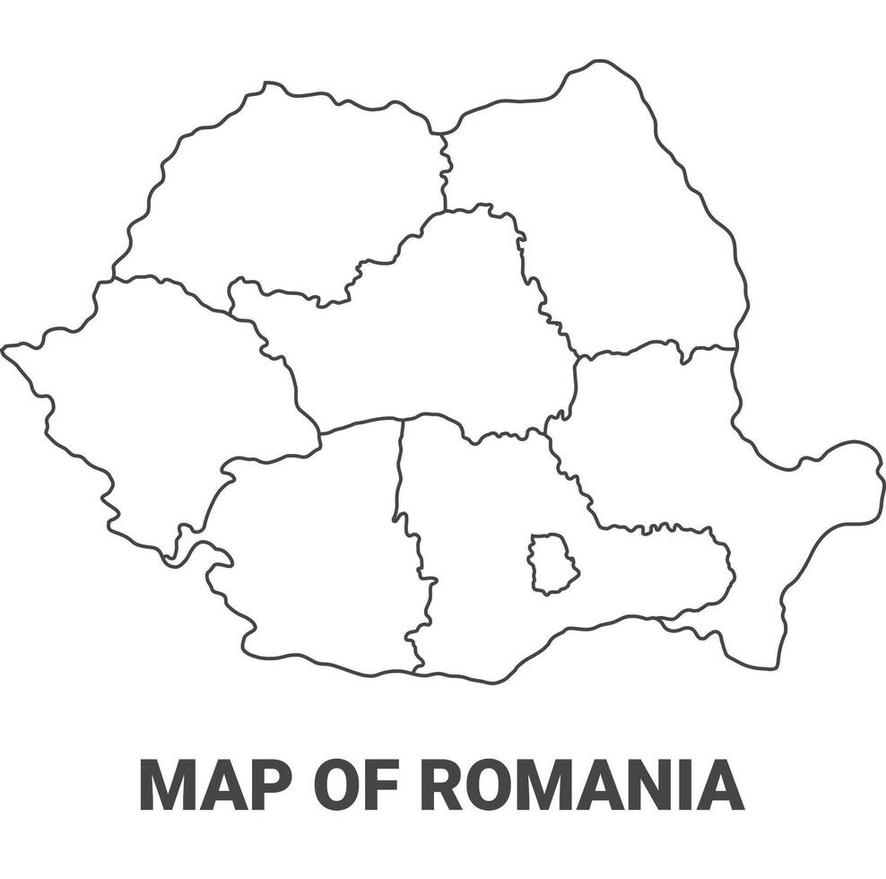 Outline Romania Map With borders of region illustration vector