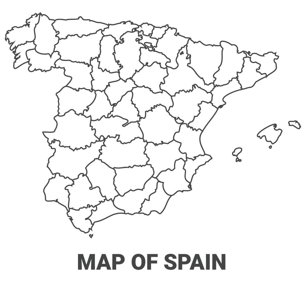 Outline Spain Map With borders of region illustration vector