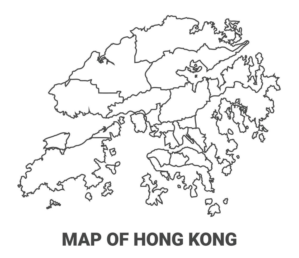 Outline Hong Kong Map With borders of region illustration vector