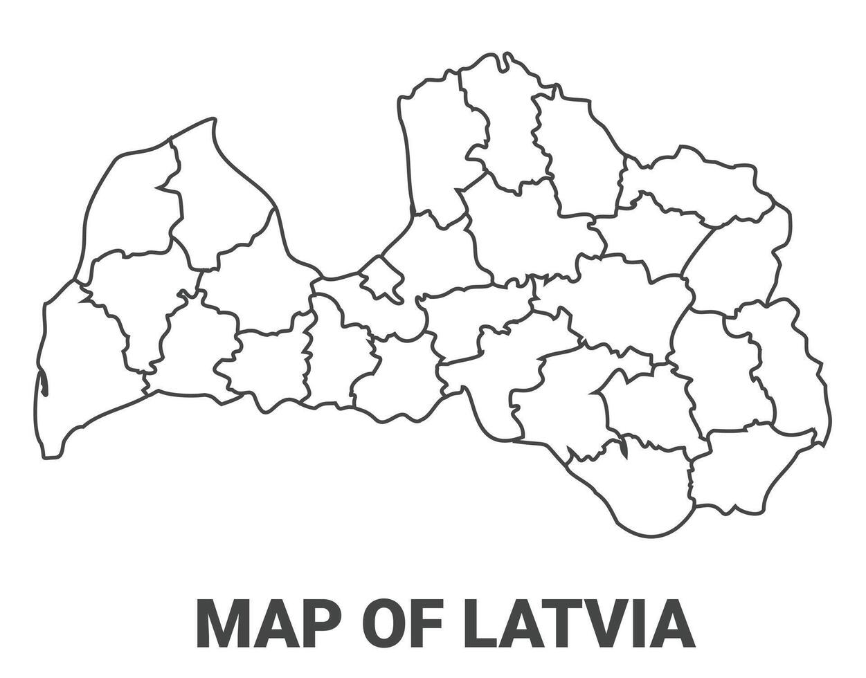Outline Latvia Map With borders of region illustration vector