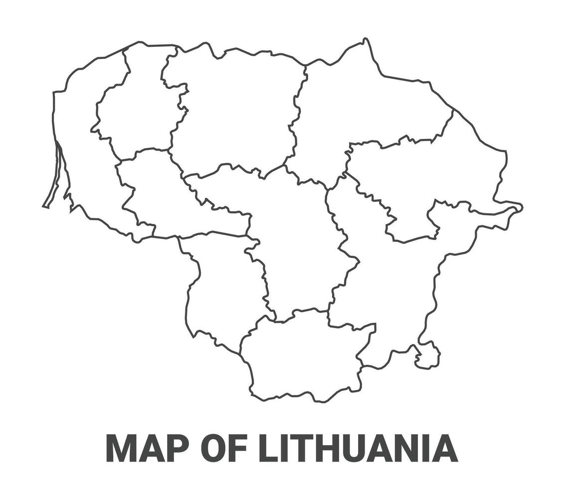 Outline Lithuania Map With borders of region illustration vector