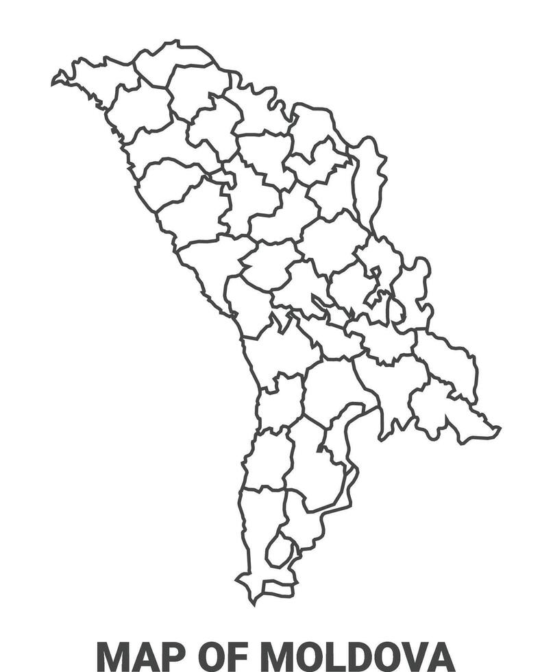 Outline Moldova Map With borders of region illustration vector