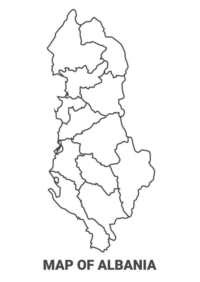 Outline Albania Map With borders of region illustration vector