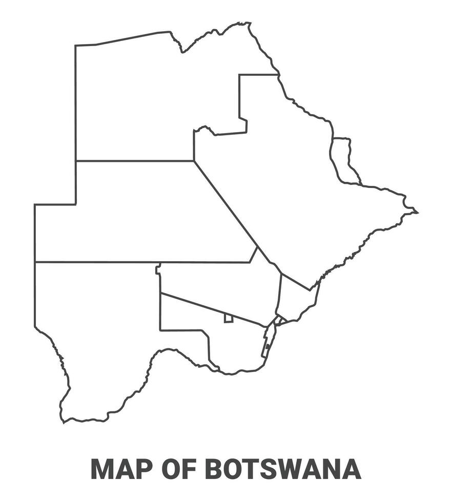 Outline Botswana Map With borders of region illustration vector