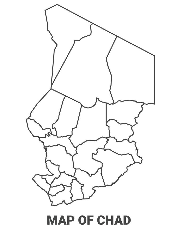 Outline Chad Map With borders of region illustration vector