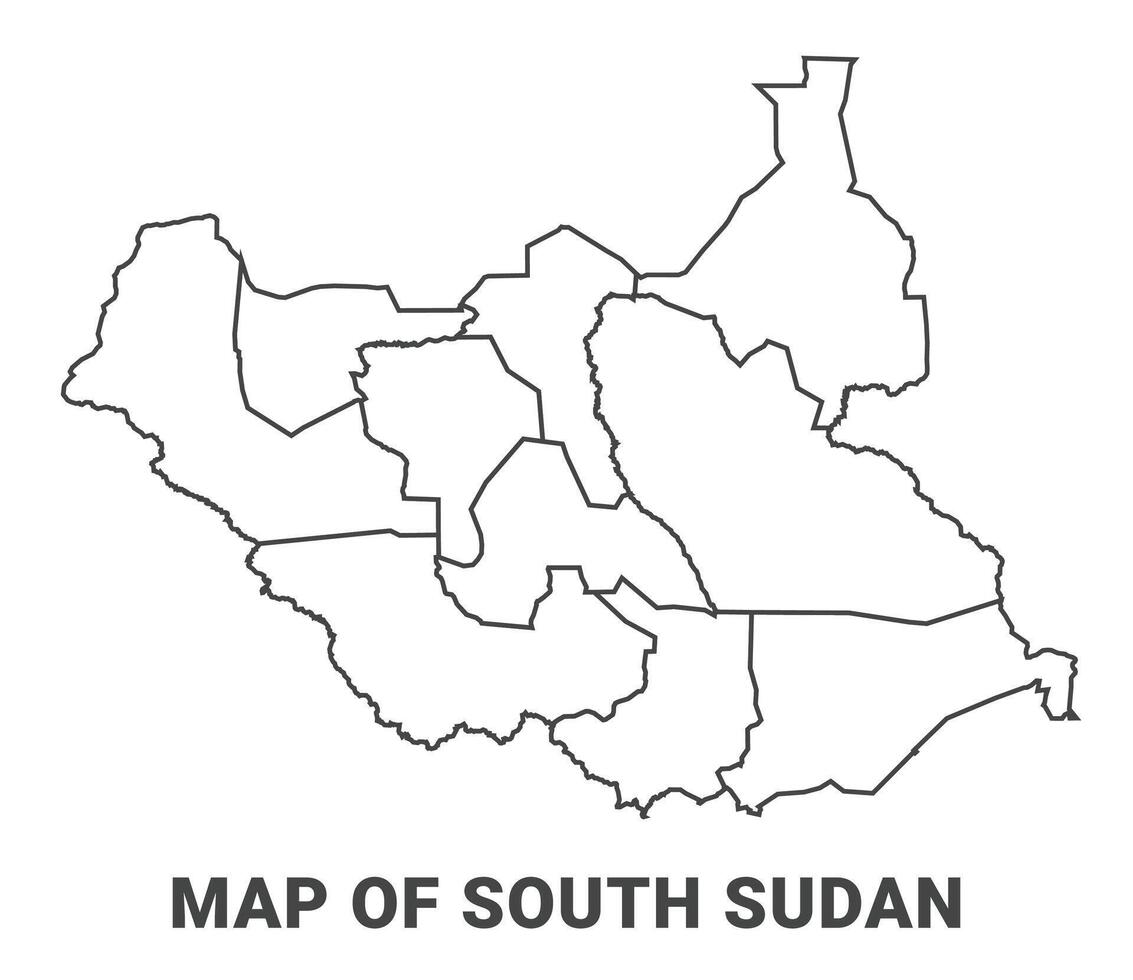 Outline South Sudan Map With borders of region illustration vector