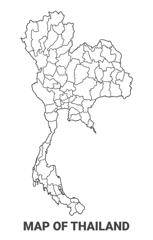 Outline Thailand Map With borders of region illustration vector