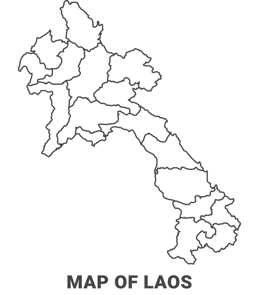 Outline Laos Map With borders of region illustration vector