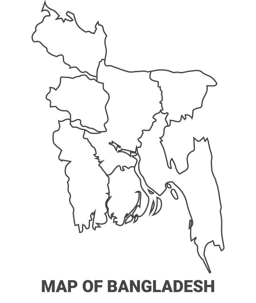 Outline Bangladesh Map With borders of region illustration vector