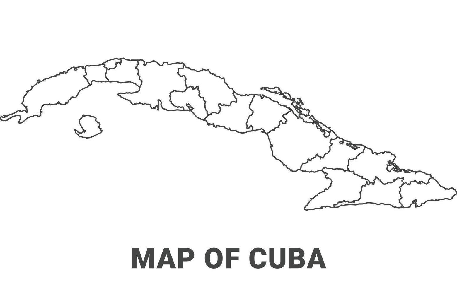 Outline Cuba Map With borders of region illustration vector