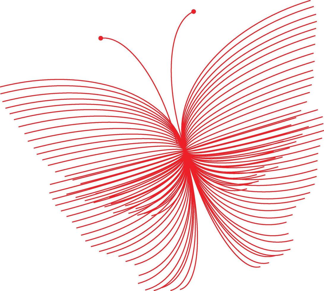 A red butterfly with lines on it vector
