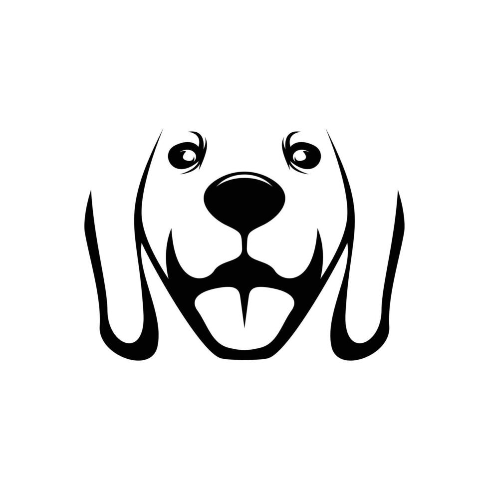 the dog's head is popping for the icon and logo in black and white vector
