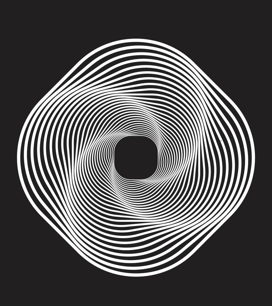 A black and white spiral design on a black background vector