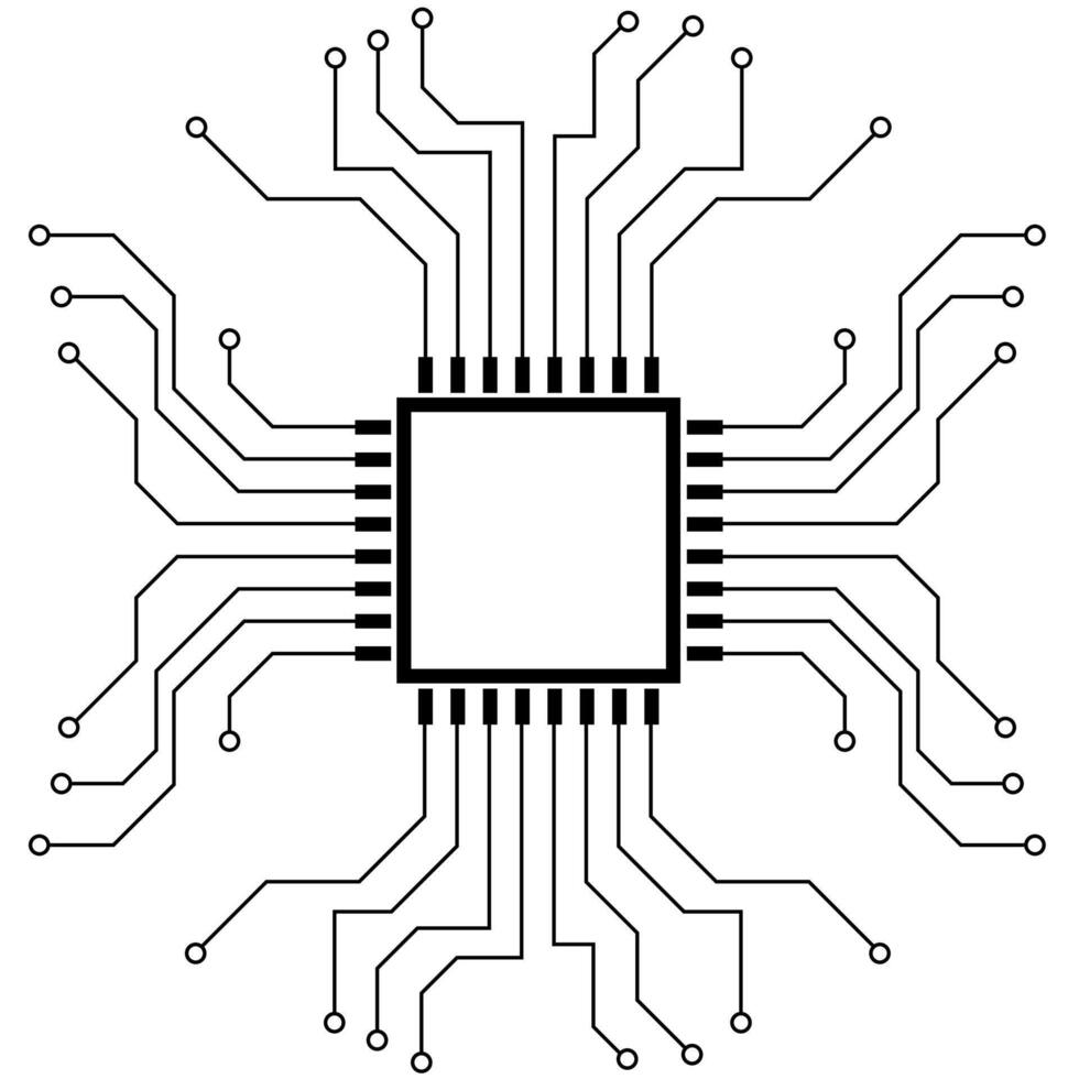 technology circuit board. CPU Chip on Motherboard vector