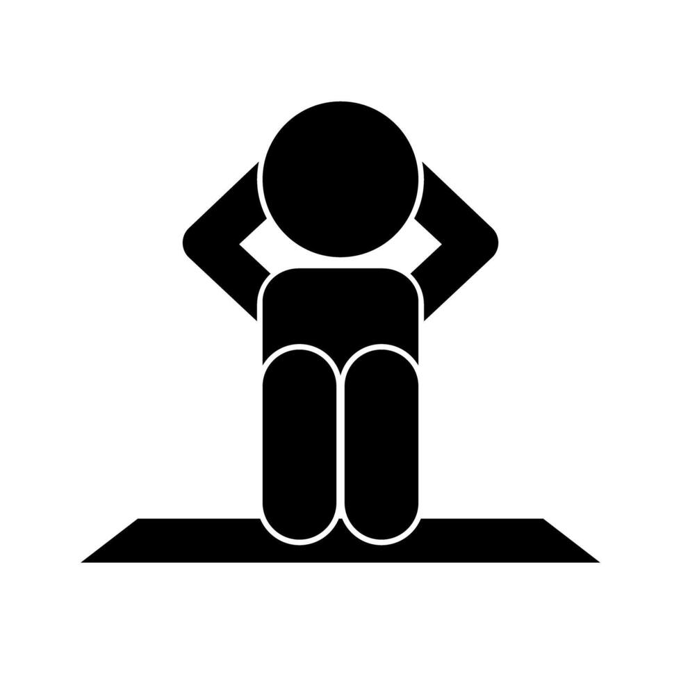 Silhouette of Person Doing Sit-Up Exercise. vector