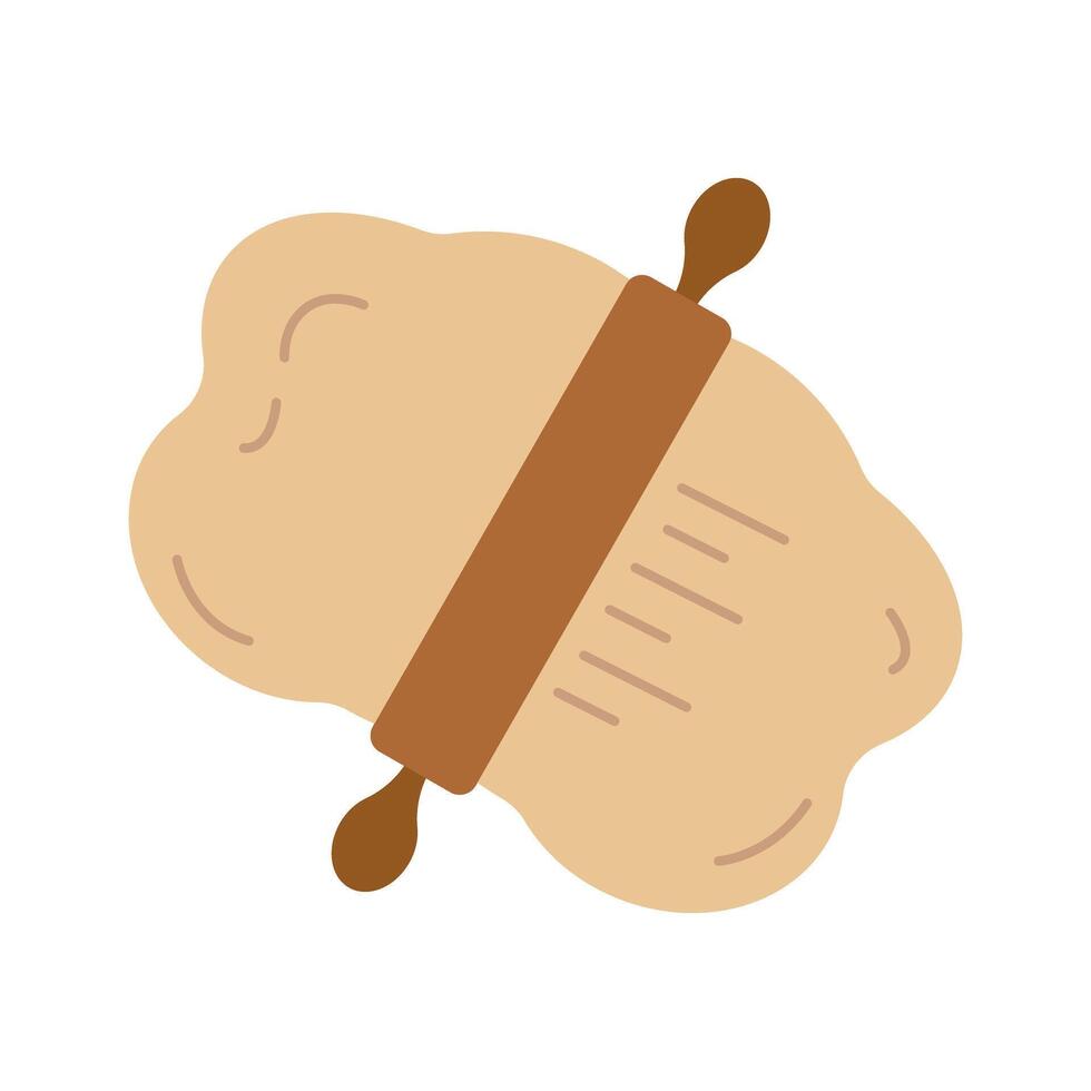 Roll out dough with rolling pin. vector