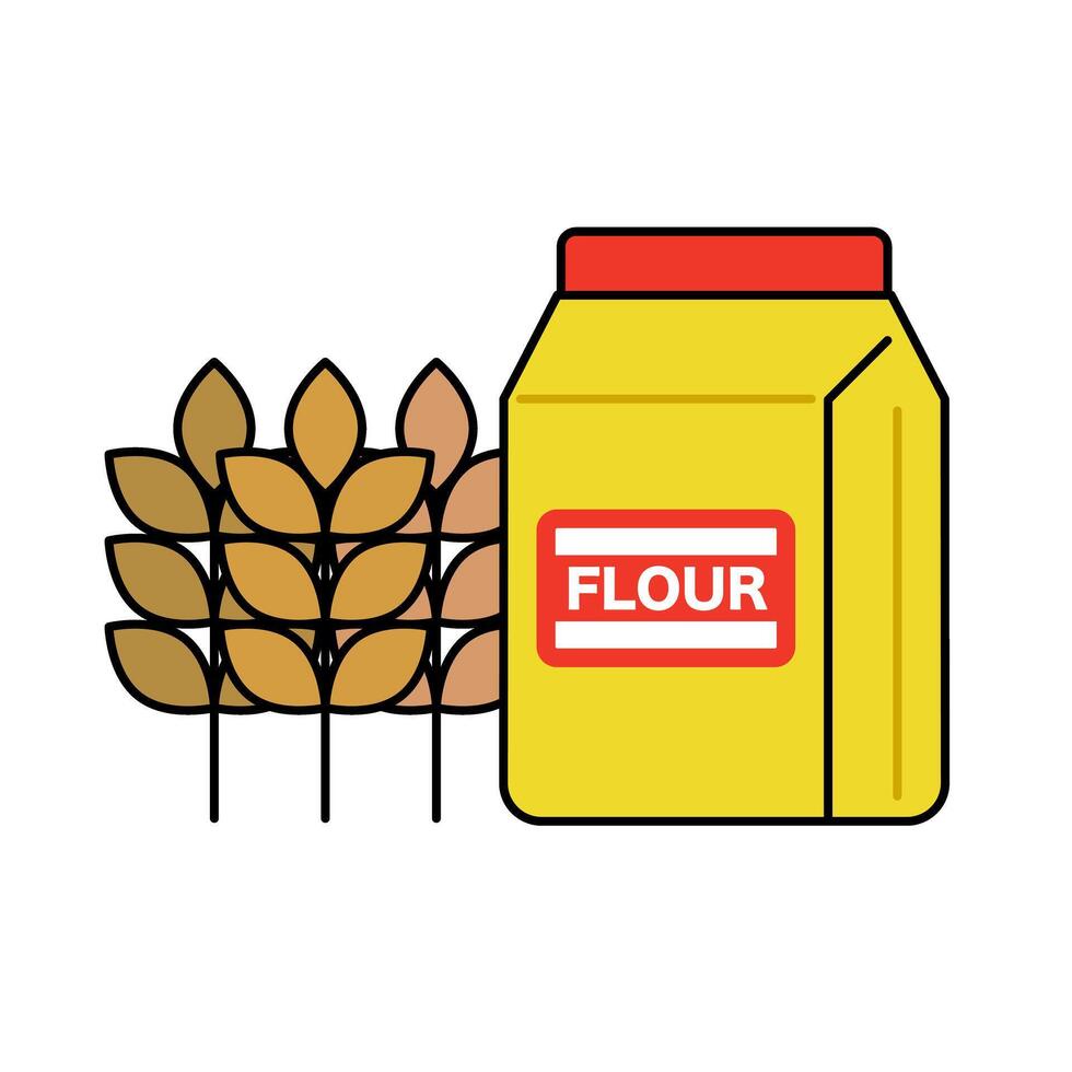 Wheat and flour bag. vector