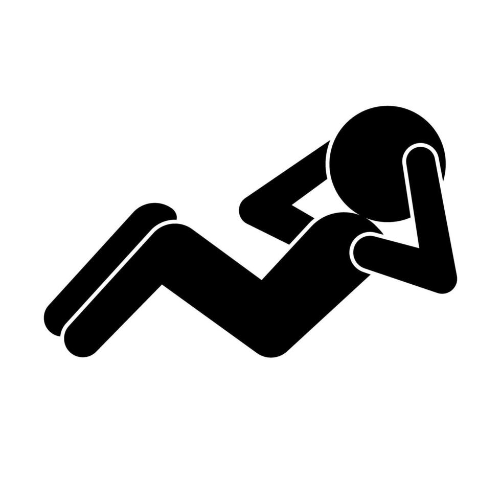 Abdominal exercise silhouette. Sit-up silhouette. vector