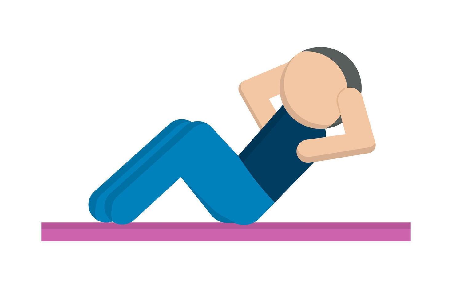 Flat design sit-up person icon. vector