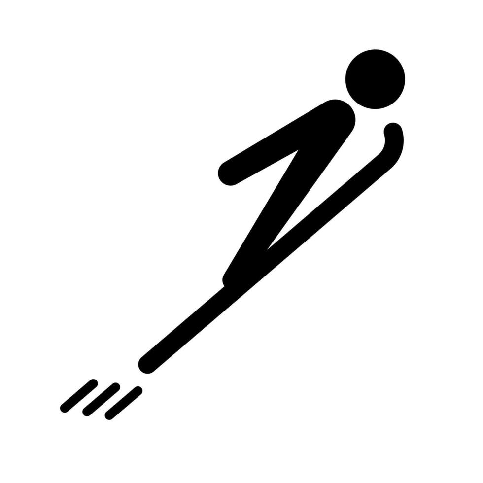 Jumping skier silhouette icon. vector