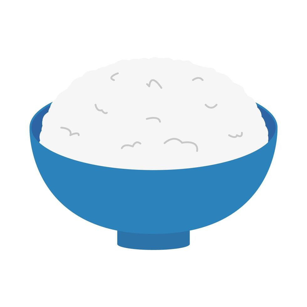 Freshly Cooked Rice in Blue Bowl vector