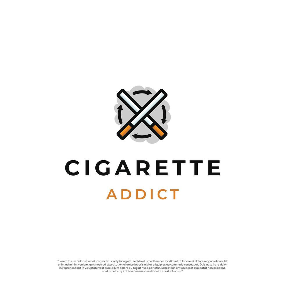 Cigarette Addict Logo Design Sign Icon Template vector