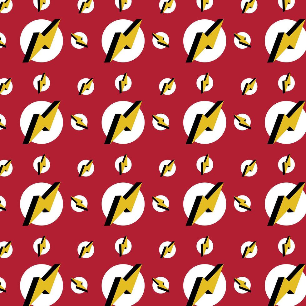 lightning on a red background. Flat design. illustration. isolated object. seamless pattern vector