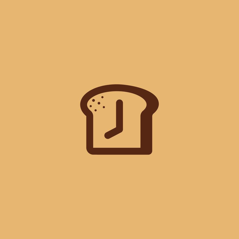 bread time logo design on isolated background, sliced bread with clock logo concept vector