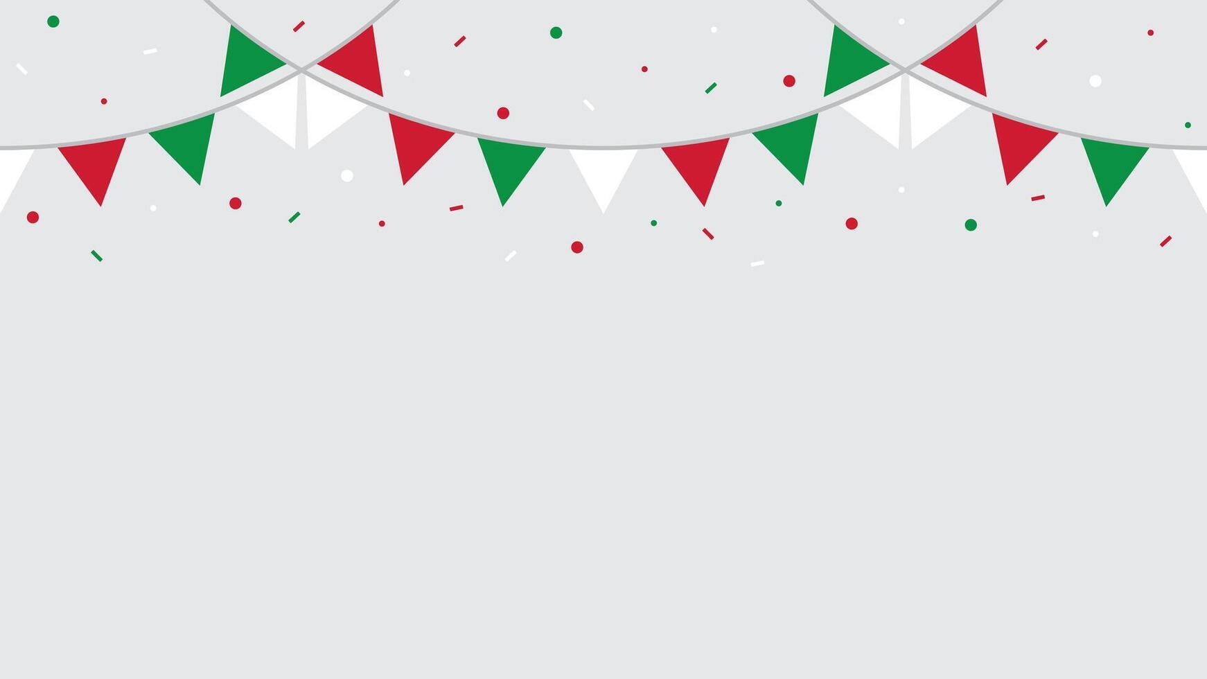 Seamless national flag of Italy triangle party bunting with confetti border. Flat design illustration. vector