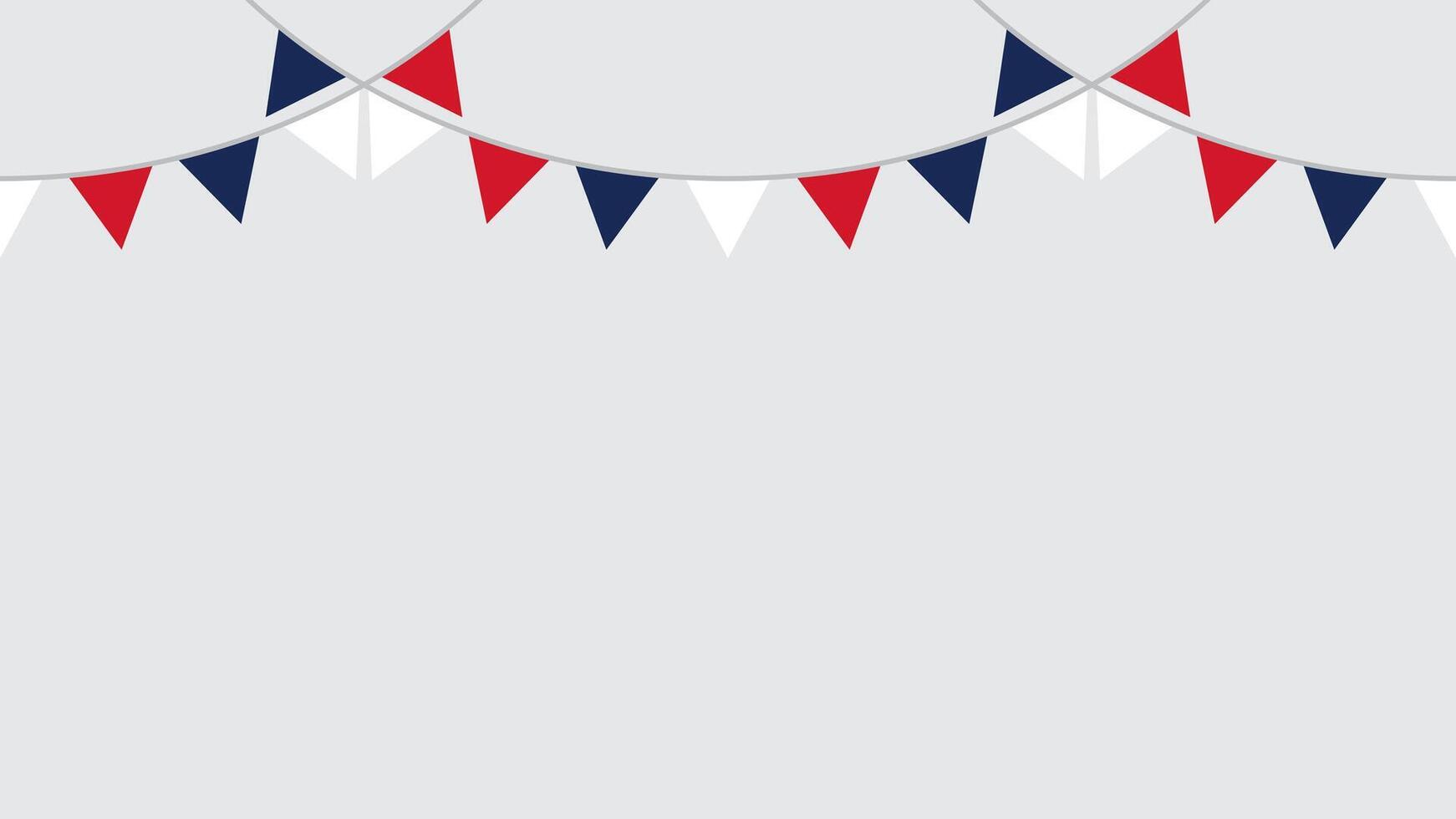Seamless red, white and blue flag triangle party bunting border. Flat design illustration. vector