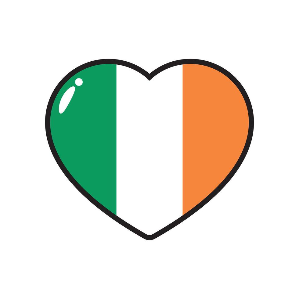 Green, white and orange colored heart icons, as the colors of Ireland flag. vector