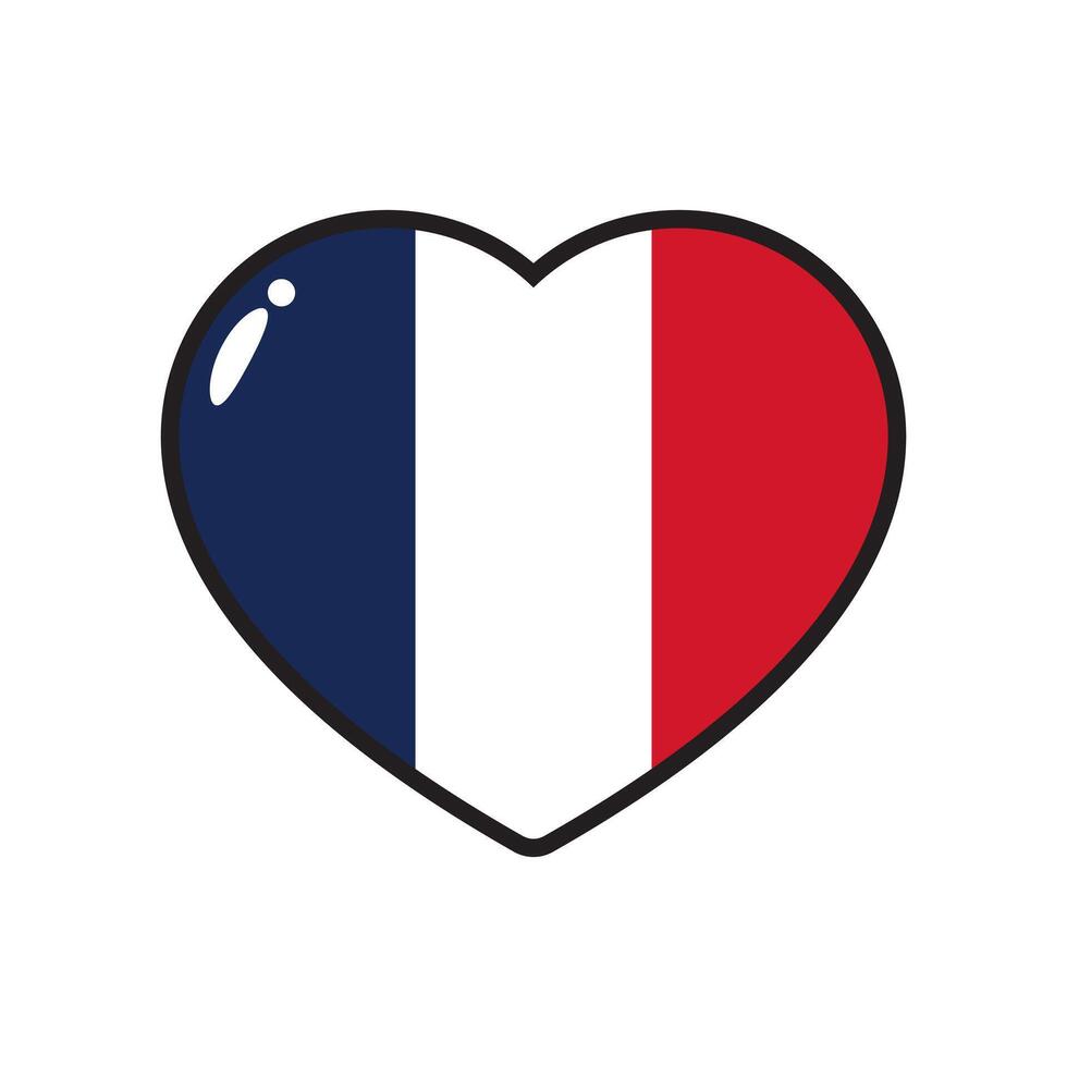 Blue, white and red colored heart icons, as the colors of the national flag of France. vector