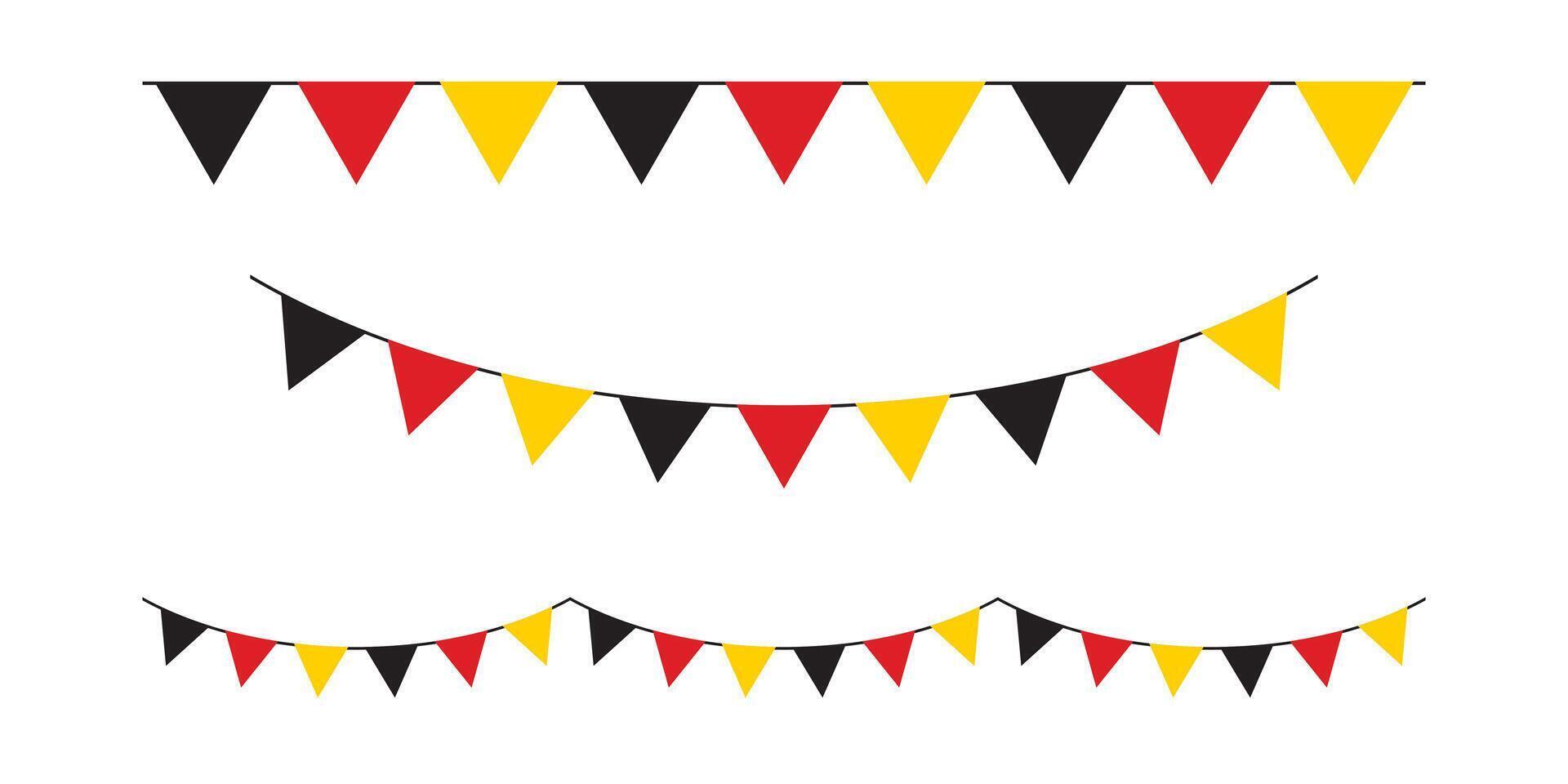 Set of seamless flag of Germany triangle party bunting border. Flat design illustration. vector