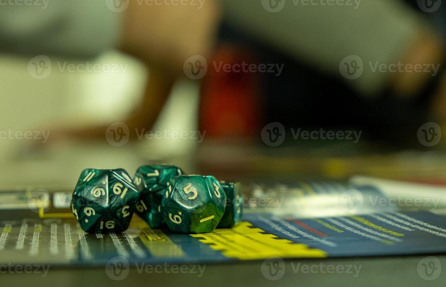 Set of dice for fantasy dnd and rpg tabletop games Board game polyhedral dices with different sides photo