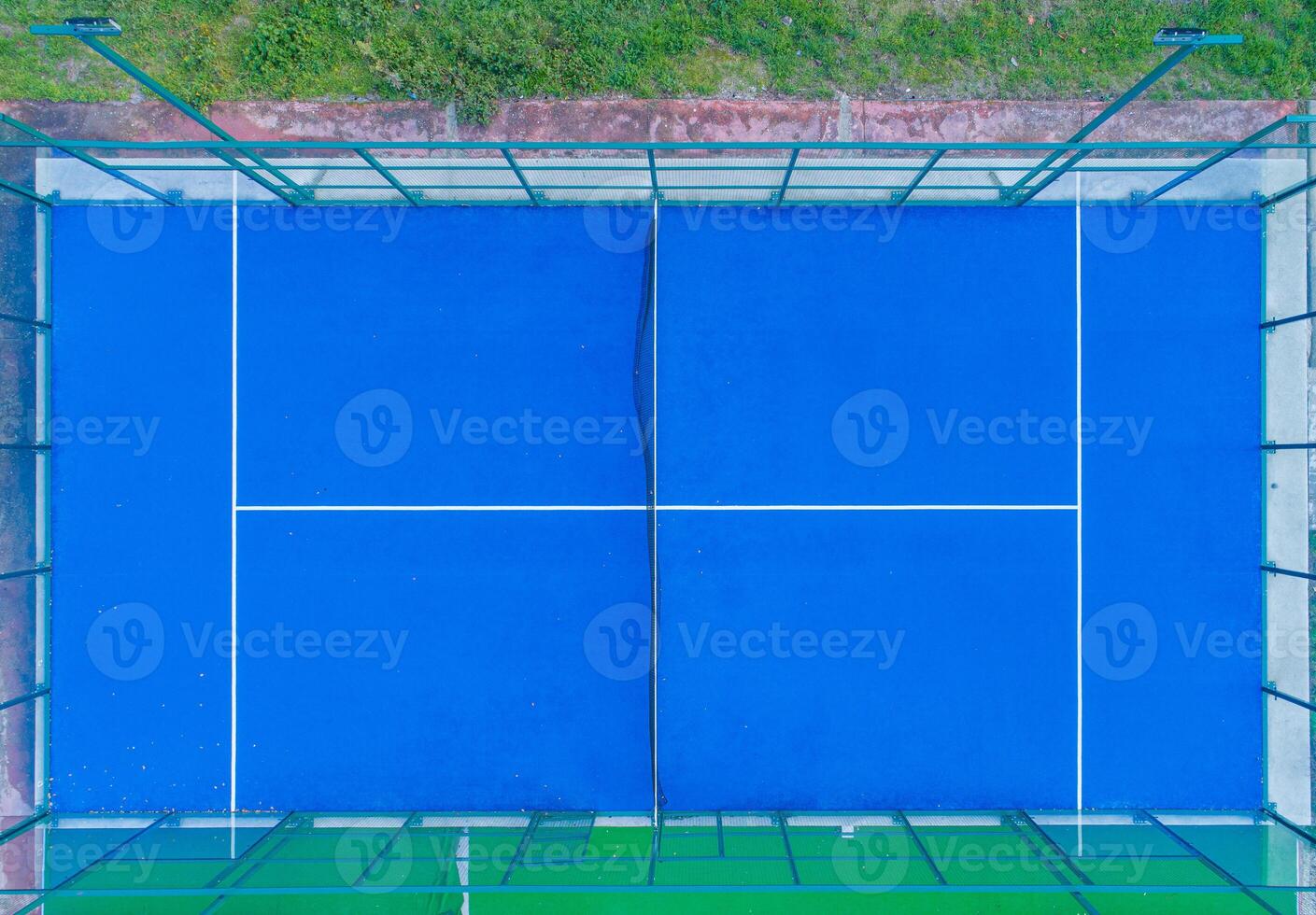Aerial view with drone, overhead shot of a paddle tennis courts photo