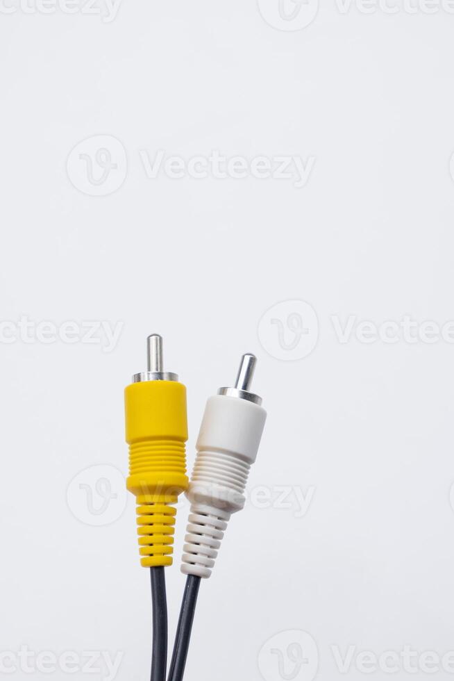 Audio cable RCA jack For AV receiver Spot blur isolated on white background photo